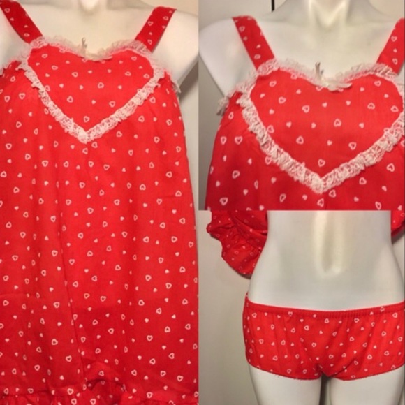 Vintage Other - 70’s Valentine’s Heart Babydoll Style Ling…